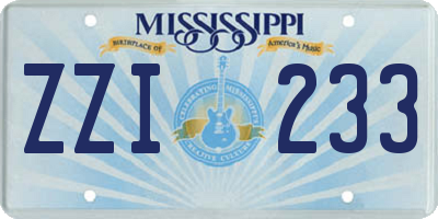 MS license plate ZZI233
