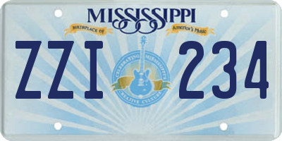 MS license plate ZZI234