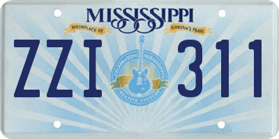 MS license plate ZZI311