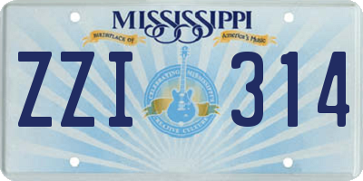 MS license plate ZZI314
