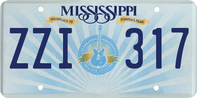 MS license plate ZZI317