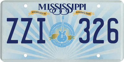 MS license plate ZZI326