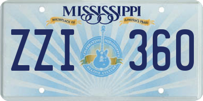 MS license plate ZZI360