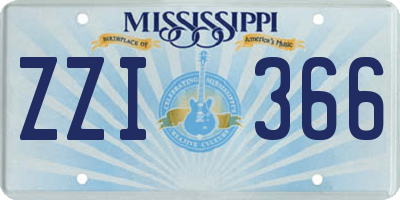 MS license plate ZZI366