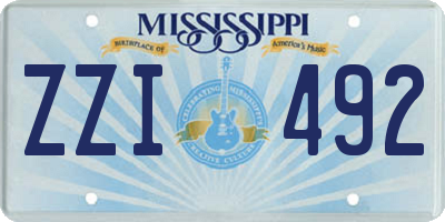 MS license plate ZZI492