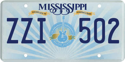 MS license plate ZZI502