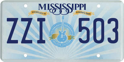 MS license plate ZZI503
