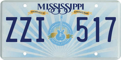 MS license plate ZZI517