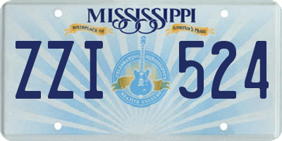 MS license plate ZZI524