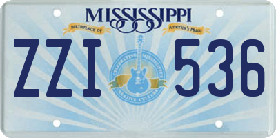MS license plate ZZI536