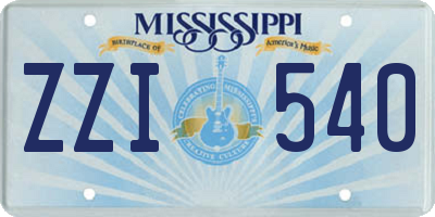 MS license plate ZZI540
