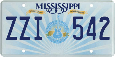 MS license plate ZZI542