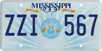 MS license plate ZZI567