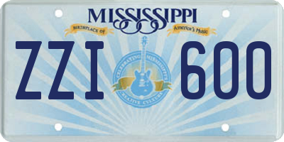 MS license plate ZZI600