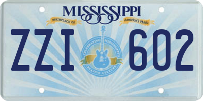MS license plate ZZI602