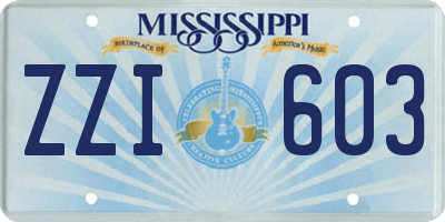 MS license plate ZZI603