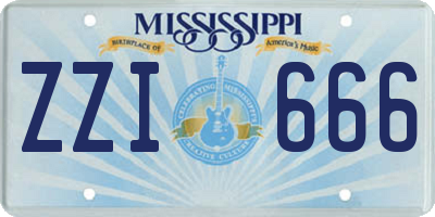 MS license plate ZZI666