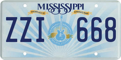 MS license plate ZZI668
