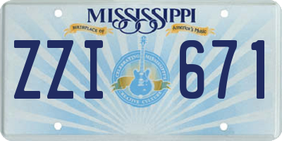 MS license plate ZZI671