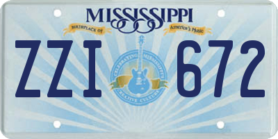 MS license plate ZZI672