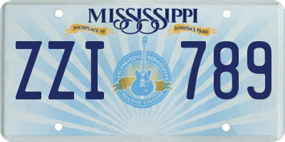 MS license plate ZZI789