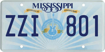 MS license plate ZZI801