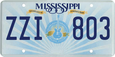 MS license plate ZZI803