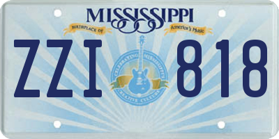 MS license plate ZZI818