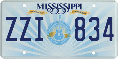 MS license plate ZZI834