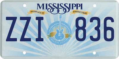MS license plate ZZI836