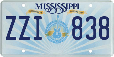 MS license plate ZZI838