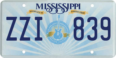 MS license plate ZZI839