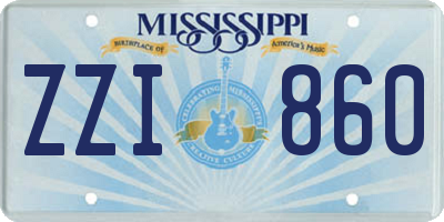 MS license plate ZZI860