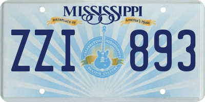MS license plate ZZI893