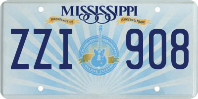 MS license plate ZZI908
