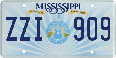 MS license plate ZZI909
