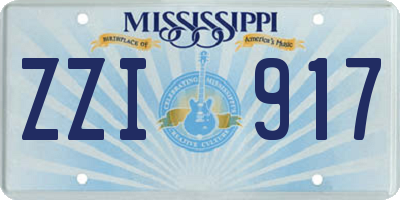 MS license plate ZZI917