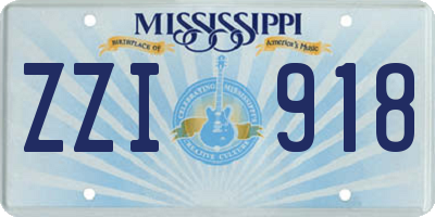 MS license plate ZZI918