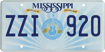 MS license plate ZZI920