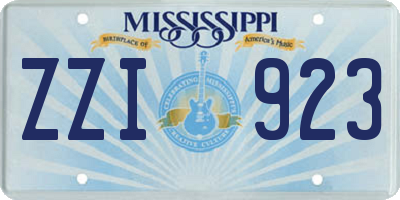 MS license plate ZZI923