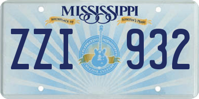 MS license plate ZZI932