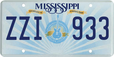 MS license plate ZZI933