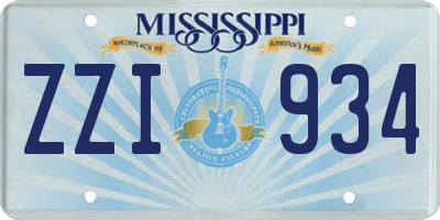 MS license plate ZZI934