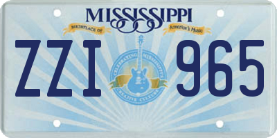 MS license plate ZZI965