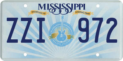 MS license plate ZZI972