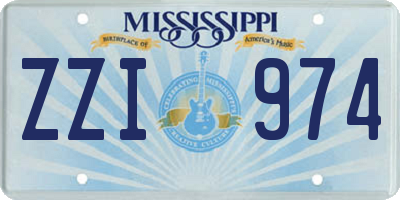 MS license plate ZZI974