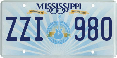 MS license plate ZZI980