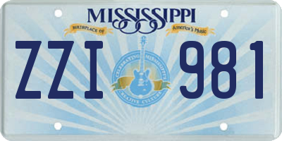 MS license plate ZZI981