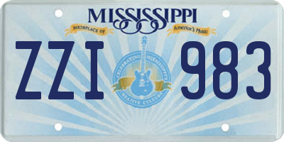 MS license plate ZZI983