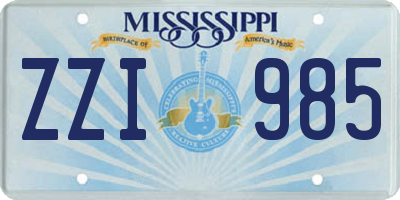 MS license plate ZZI985